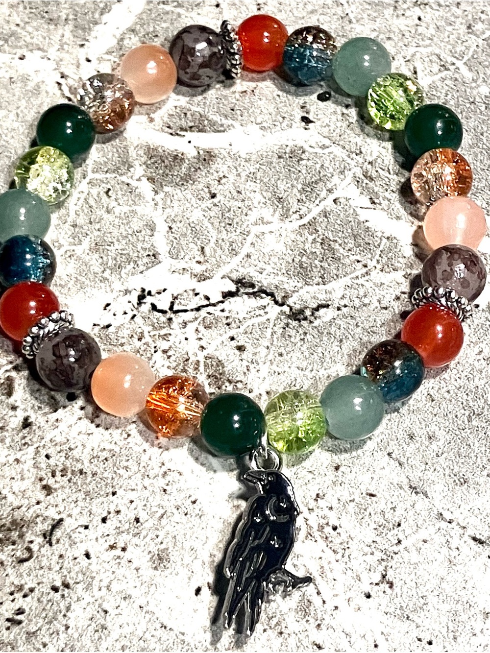 PICK ONE! Raven charm glass beaded bracelet collection - Picture 7 of 10